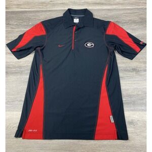 Georgia Bulldogs Polo‎ Shirt Men S Red Black Nike Dri Fit Performance Dawgs